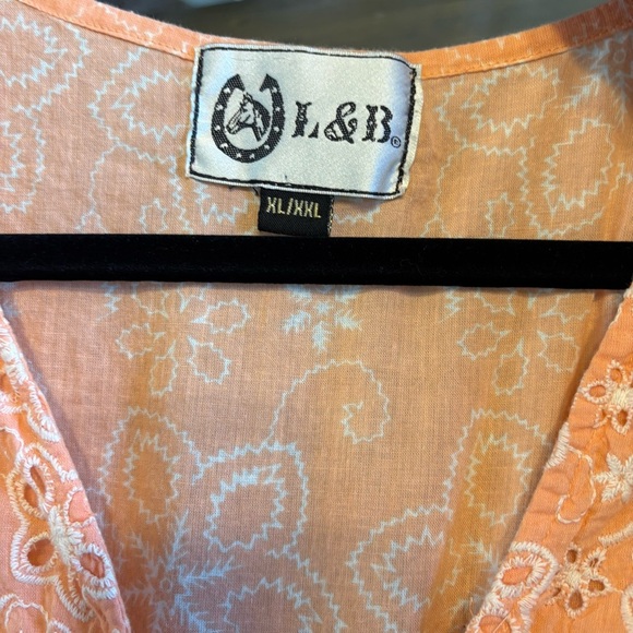 L&B Embroidered Eyelet Tiered Top Ruffle Flare Bell Sleeves XL XXL 3/4 Sleeve - Picture 5 of 9